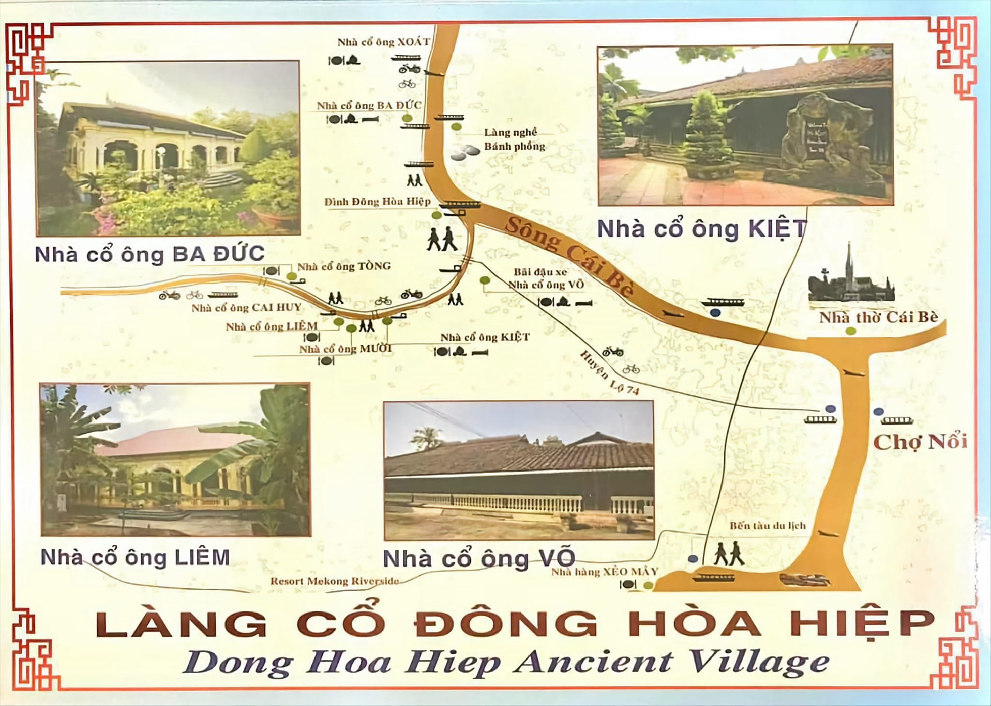Sơ đồ Làng cổ Đông Hòa Hiệp. Ảnh: Cổng TTĐT Tiền Giang