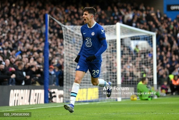 Havertz chật vật khi phải chơi trung phong tại Chelsea. Ảnh: AFP