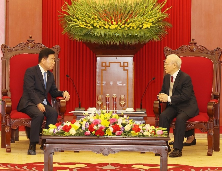 Chủ tịch Quốc hội Hàn Quốc Kim Jin-pyo thăm chính thức Việt Nam từ ngày 12-18.1.2023. Ảnh: TTXVN