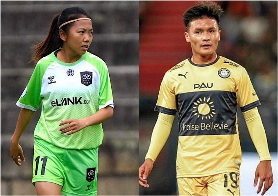 Huỳnh Như và Quang Hải sang Châu Âu thi đấu. Ảnh: Lank FC/Pau FC