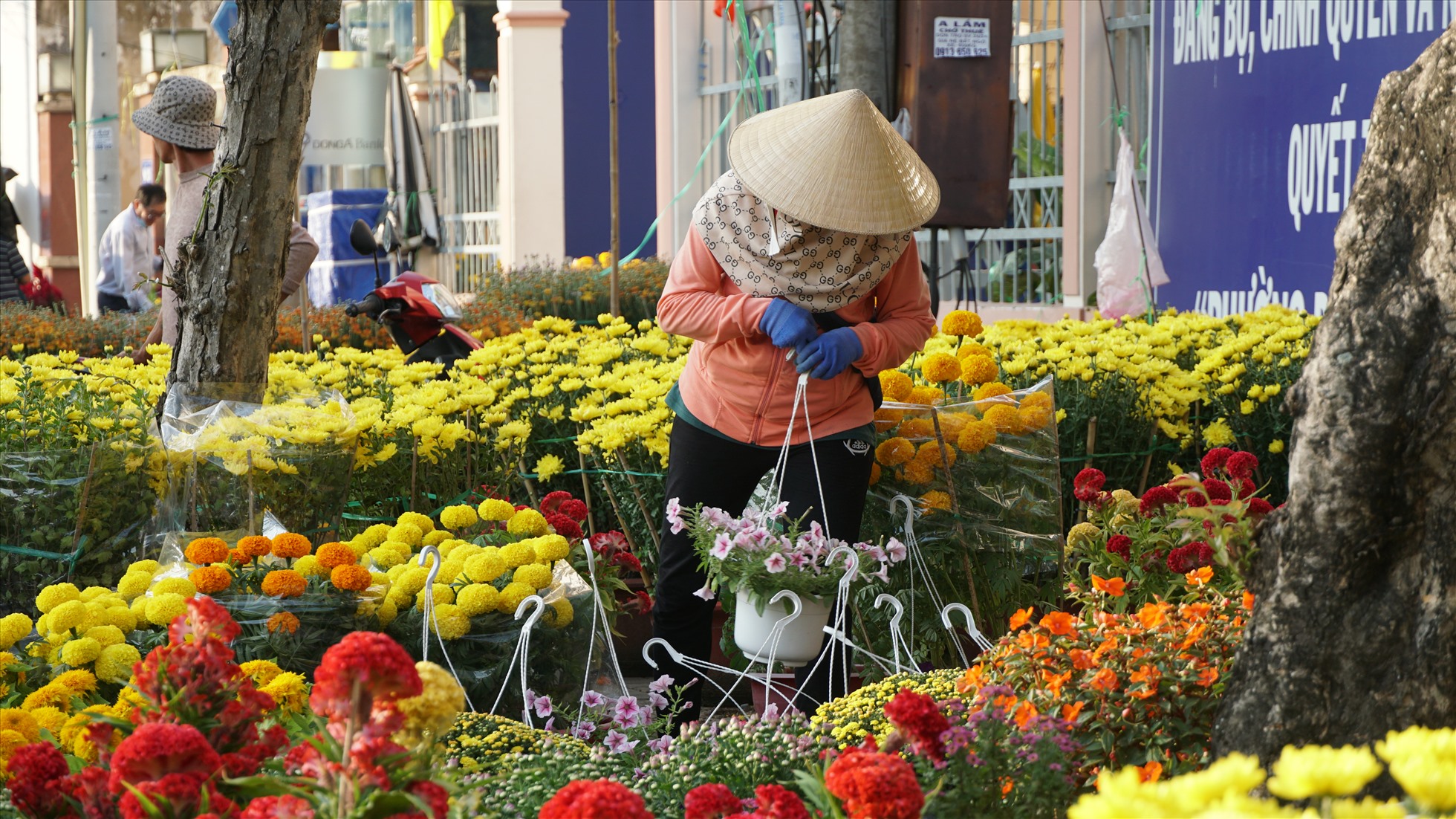 Một số tiểu thương cho biết, chợ hoa Tết năm nay lượng hàng nhiều mà sức mua giảm nên người bán không có lời như mọi năm.