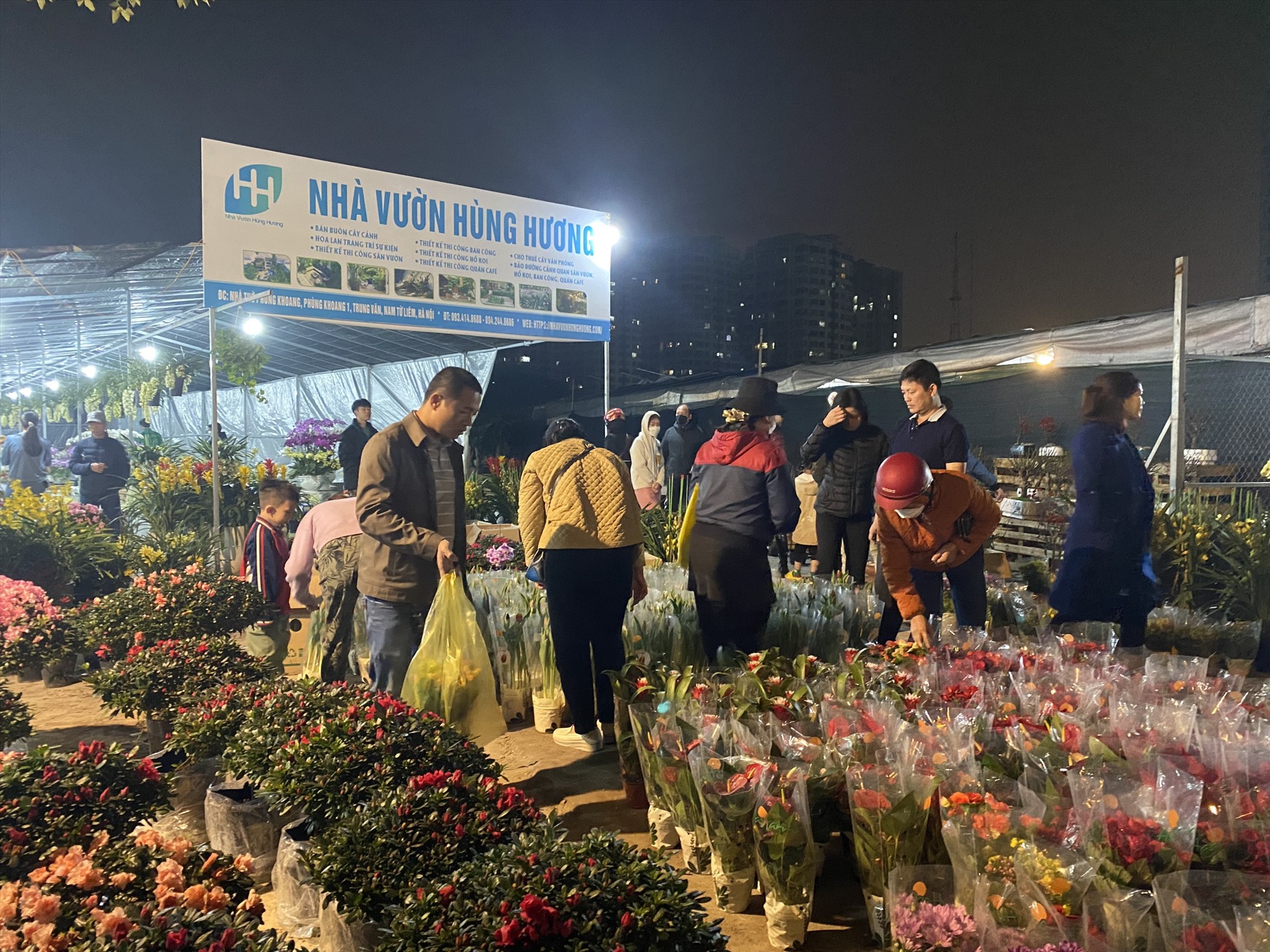 Tối 30 Tết, nhiều người dân vẫn đổ xô đi mua hoa, cây cảnh giá rẻ.