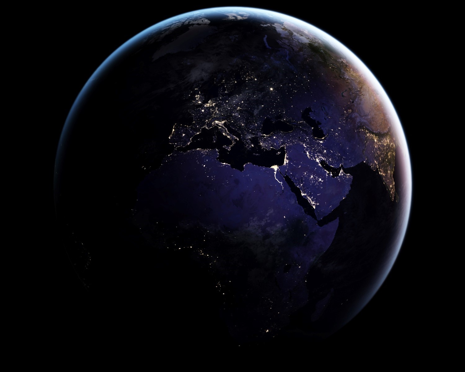 Khung cảnh Trái đất, với Châu Phi, Châu Âu và một phần Châu Á nhìn từ vệ tinh. Ảnh: AFP