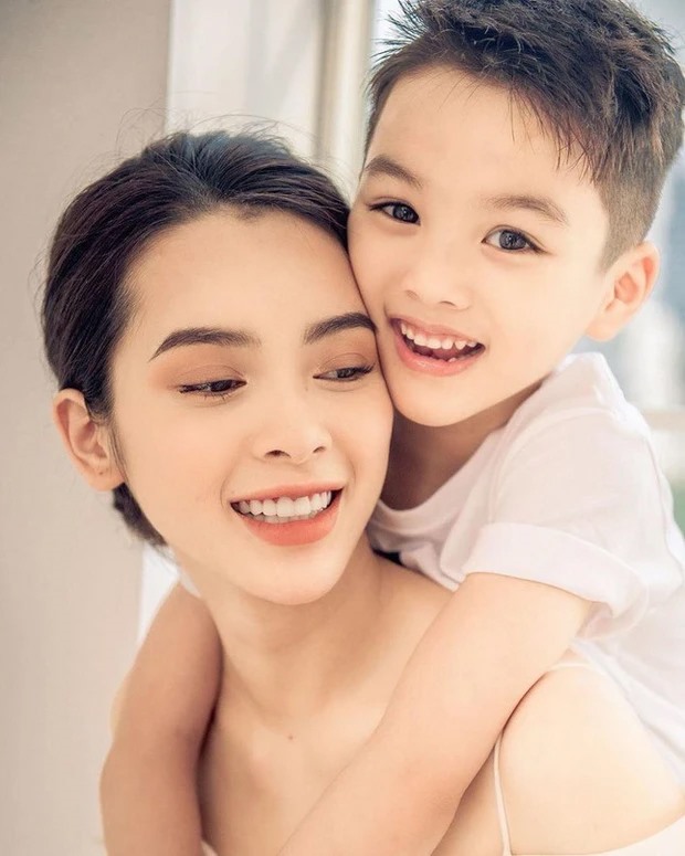 Diễn viên Quỳnh Lương và con trai. Ảnh: Nhân vật cung cấp