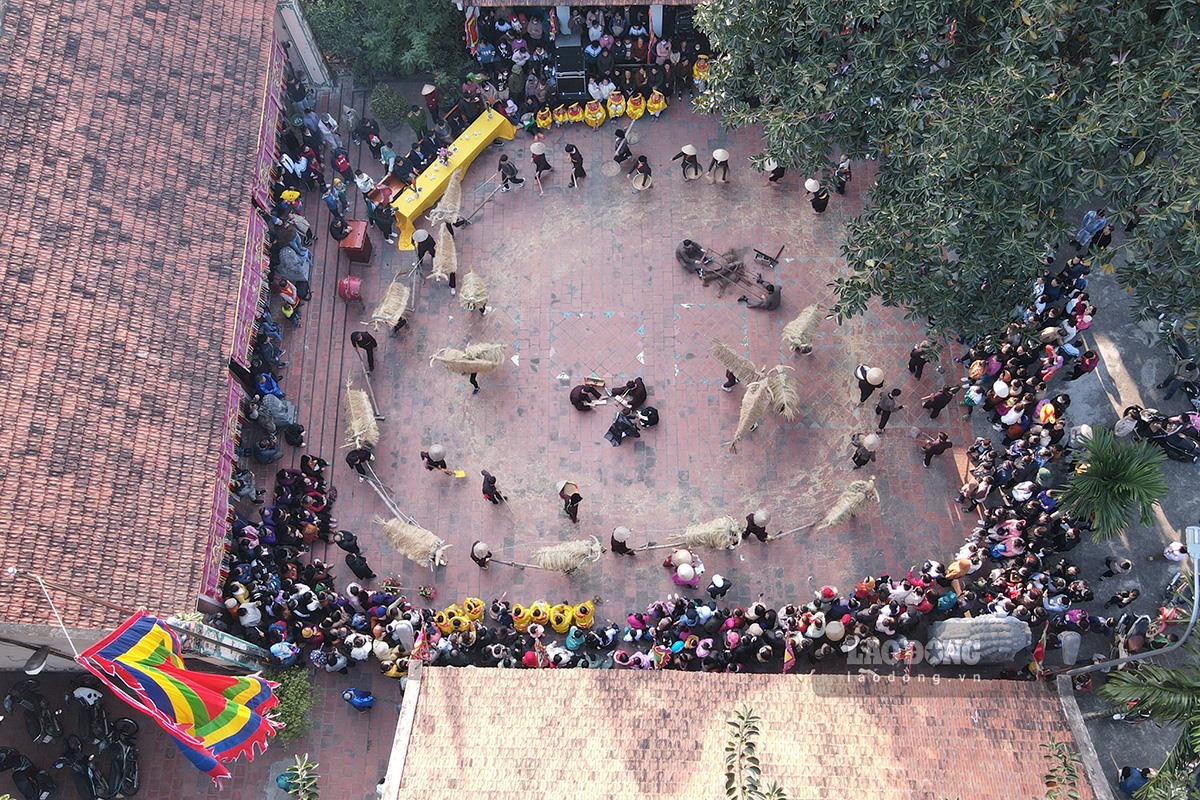 Lễ hội trâu rơm, bò rạ diễn ra vào ngày mùng 4 tết tại xã Đại Đồng, Vĩnh Tường (Vĩnh Phúc).