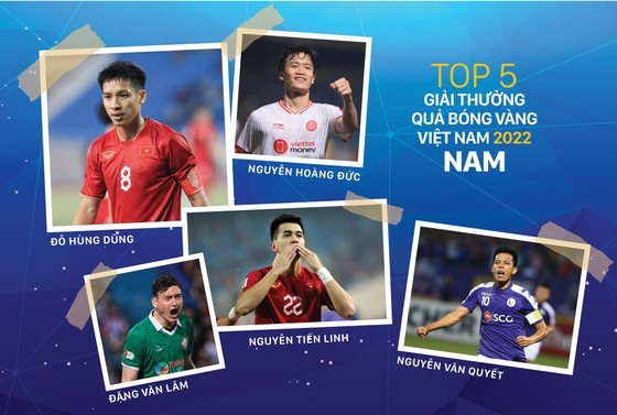 Top 5 cầu thủ sẽ tranh giải thưởng QBV Việt Nam 2022. Ảnh: Minh Thư