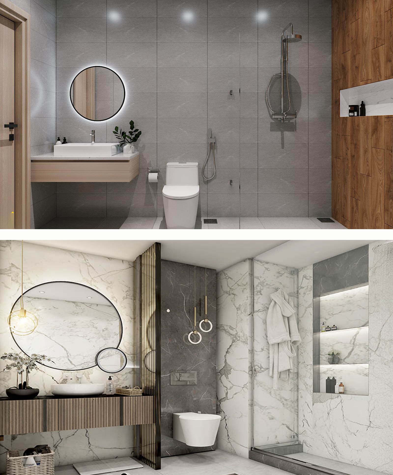 Bạn có thể thêm gương hoặc một số loại bồn tắm kiểu mới, phù hợp với không gian và phong cách nhà tắm.