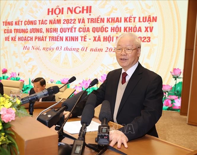 Tổng Bí thư Nguyễn Phú Trọng phát biểu tại Hội nghị. Ảnh: Nhật Bắc