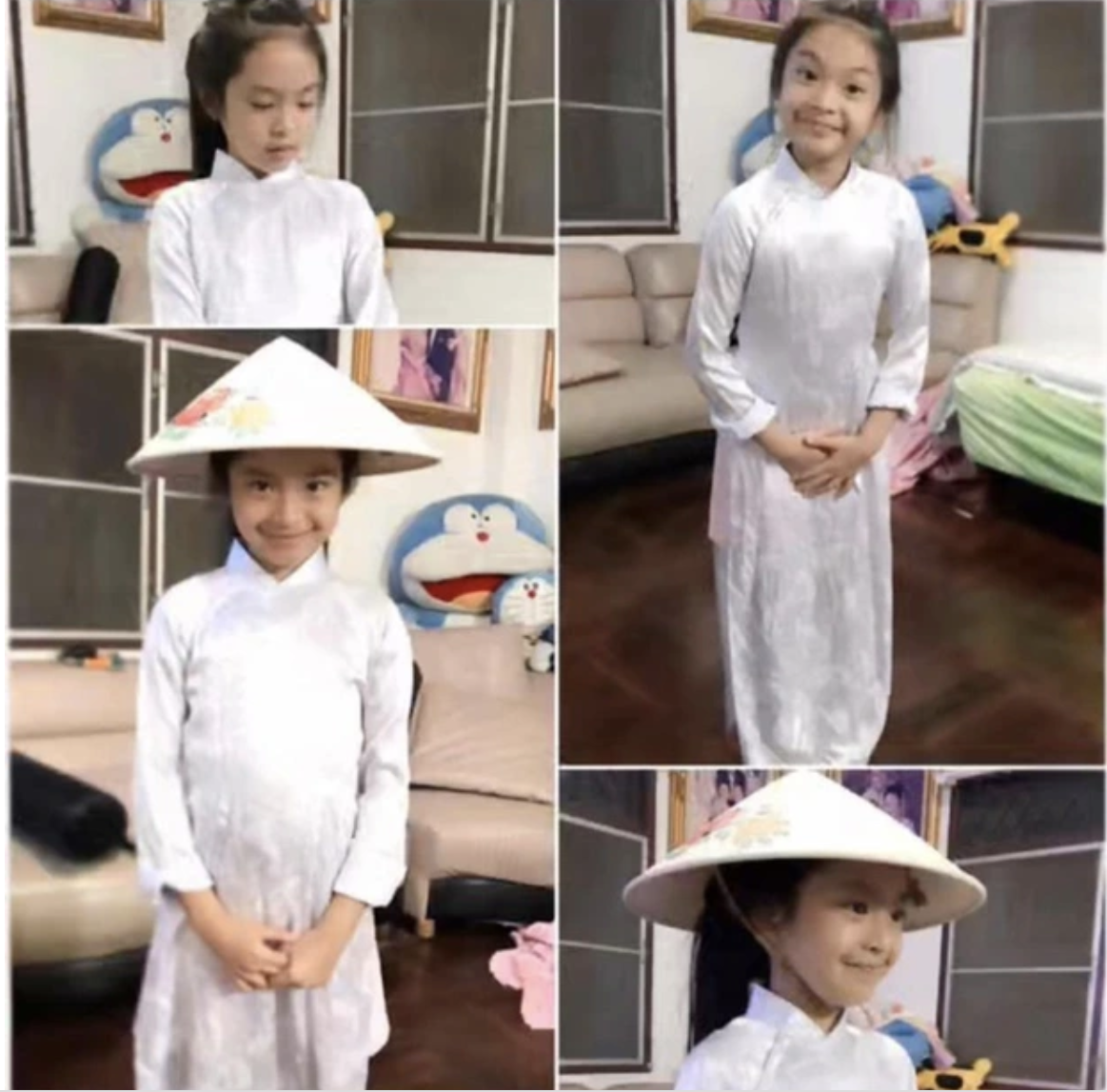 Chiquita ngày còn nhỏ mặc áo dài được lan truyền khiến fan Việt thích thú. Ảnh: Instgram