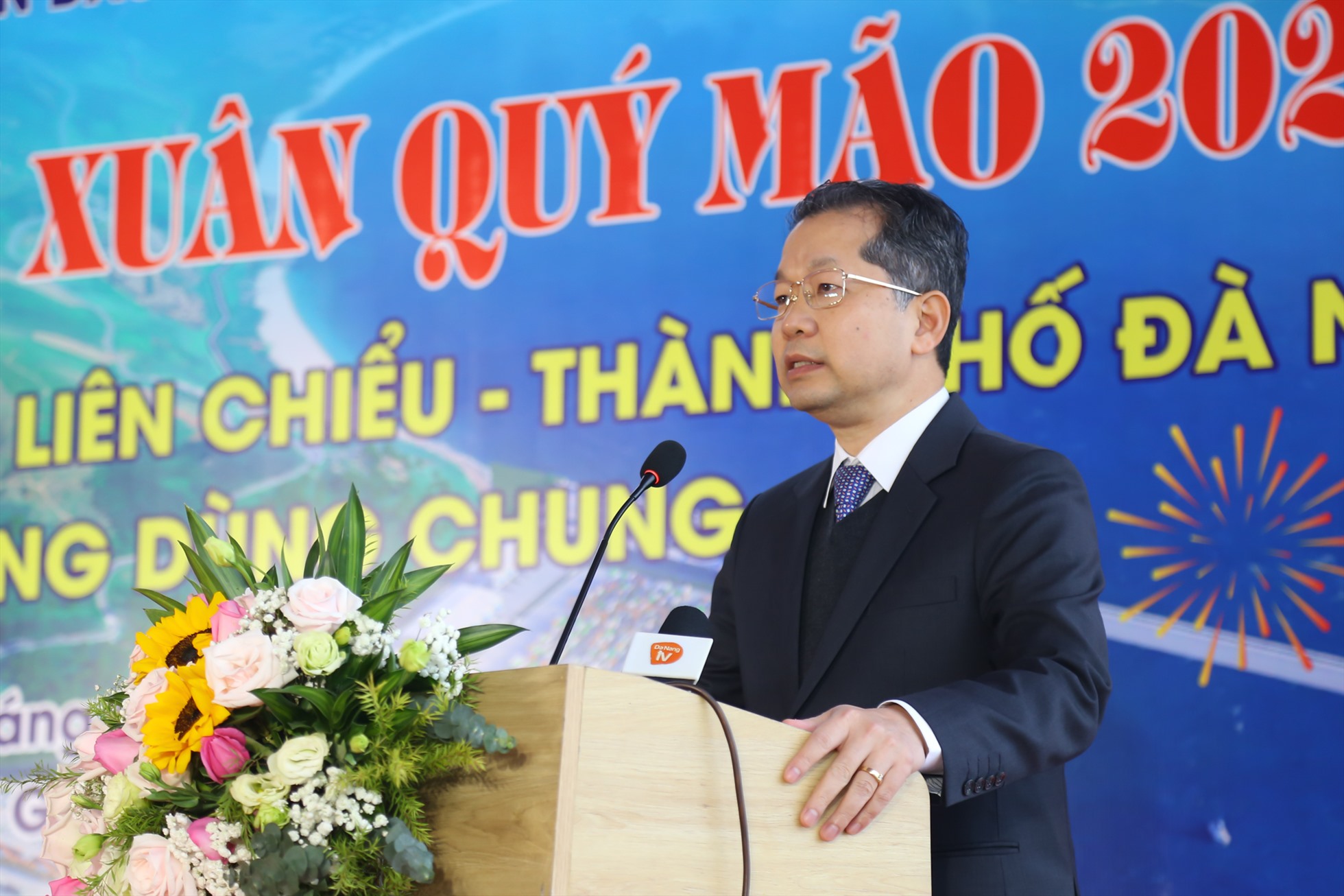 Ông Nguyễn Văn Quảng, Bí thư Thành ủy Đà Nẵng phát biểu tại buổi lễ. Ảnh: Văn Trực