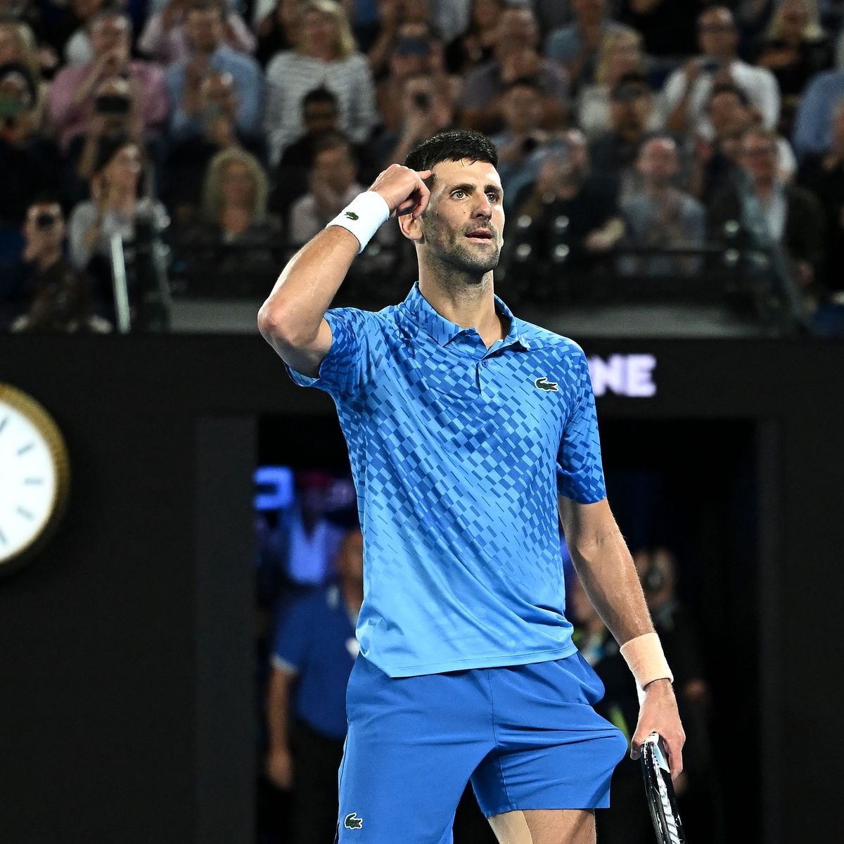 Novak Djokovic ăn mừng sau khi giành Grand Slams thứ 22 trong sự nghiệp. Ảnh: AO Open