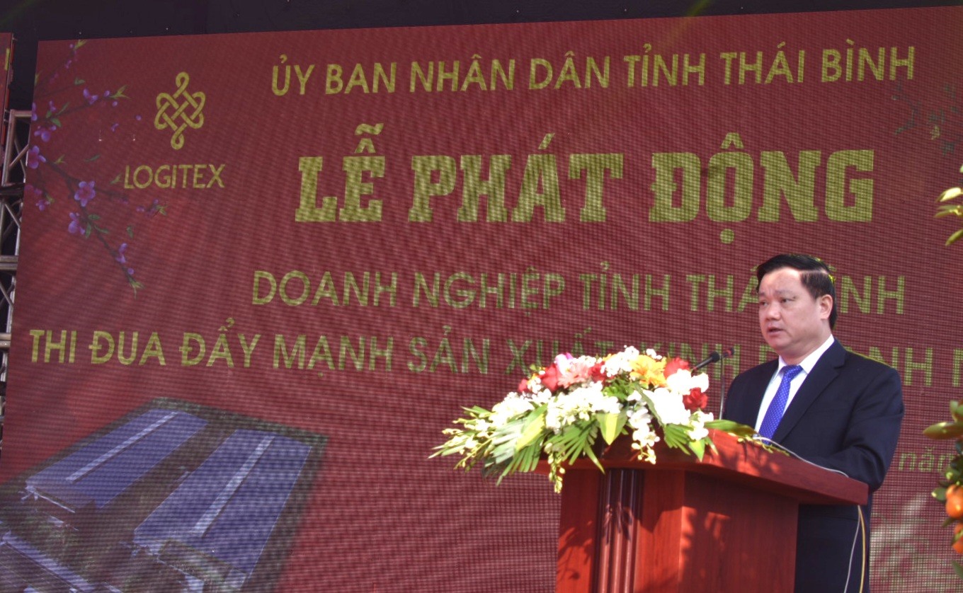 Chủ tịch UBND tỉnh Thái Bình phát biểu tại lễ phát động. Ảnh: Trung Du