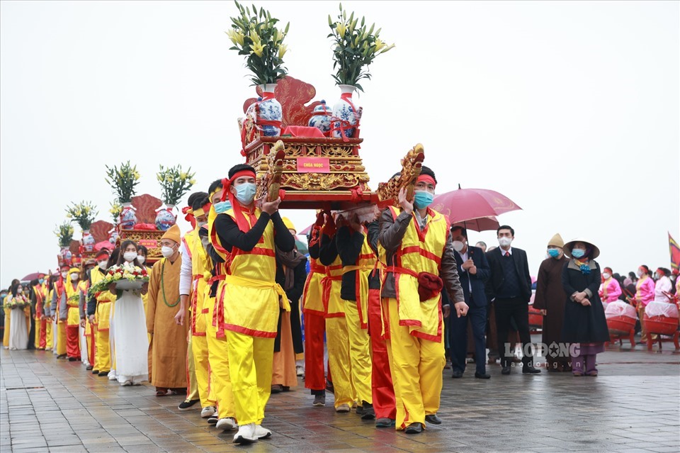 Lễ rước nước trong ngày khai xuân chùa Tam Chúc. Ảnh: Hải Nguyễn
