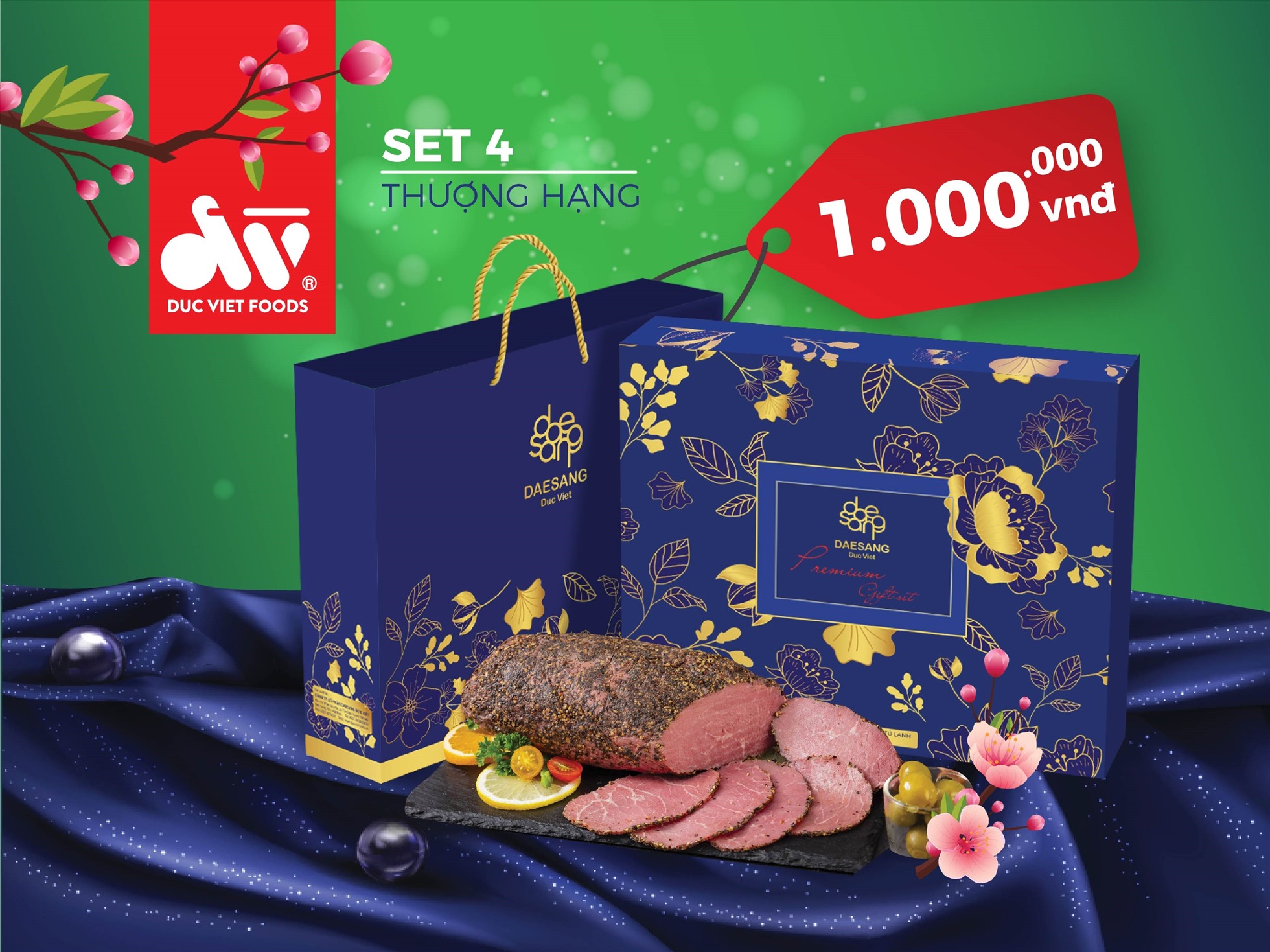 Set thượng hạng là set quà Tết cao cấp nhất trong năm nay của Công ty CP Daesang Đức Việt.