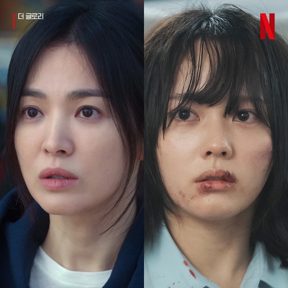 Song Hye Kyo và diễn viên trẻ Jung Ji So đảm nhận vai Moon Dong Eun ở hai giai đoạn cuộc đời. Ảnh: Netflix