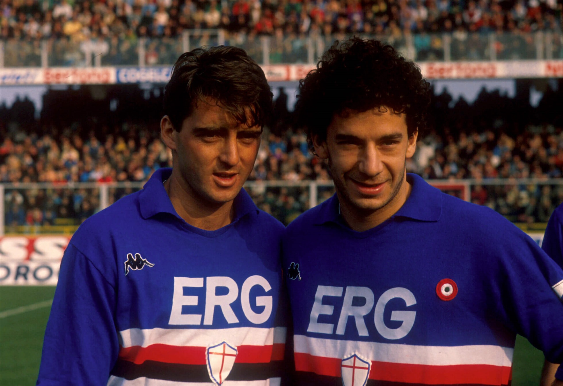 Roberto Mancini và Gianluca Vialli thời còn đá cho Sampdoria. Ảnh: Serie A