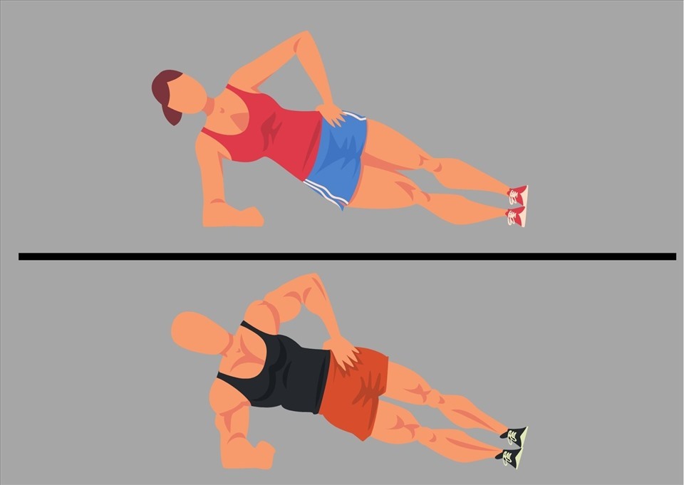 Bài tập Side Plank giúp cơ bụng săn chắc. Đồ họa: Thanh Ngọc