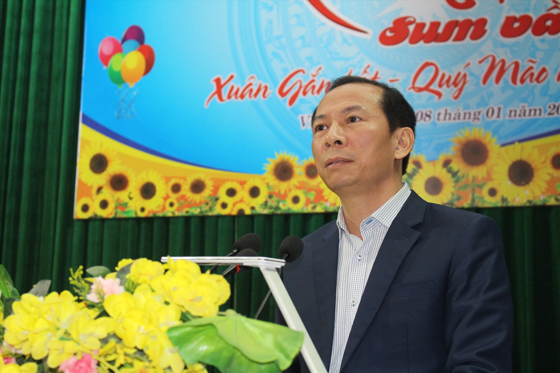Ông Võ Mạnh Sơn - Chủ tịch LĐLĐ tỉnh Thanh Hóa phát biểu tại chương trình. Ảnh: Ngọc Tuấn