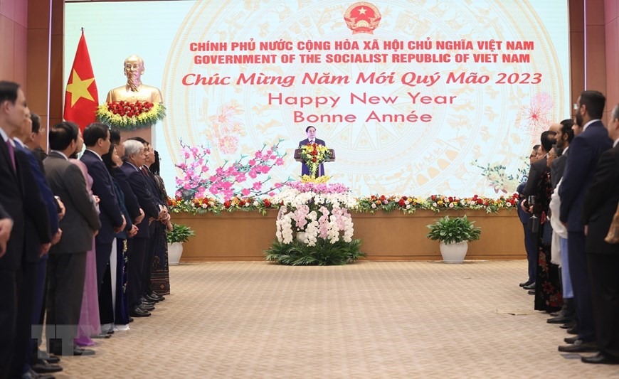 Thủ tướng Phạm Minh Chính phát biểu tại tiệc chiêu đãi. Ảnh: TTXVN