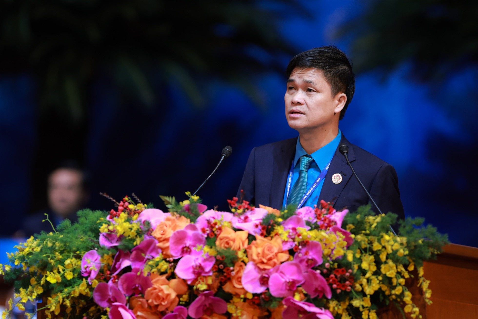 Phó Chủ tịch Tổng Liên đoàn Lao động Việt Nam Ngọ Duy Hiểu phát biểu. Ảnh: Đình Hải