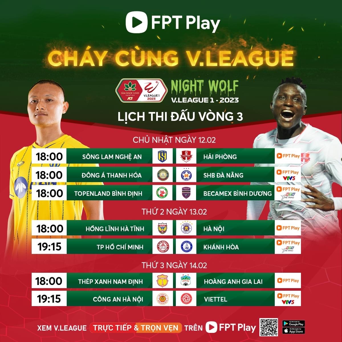 Lịch thi đấu vòng 3 V.League 2023 Nam Định vs Hoàng Anh Gia Lai