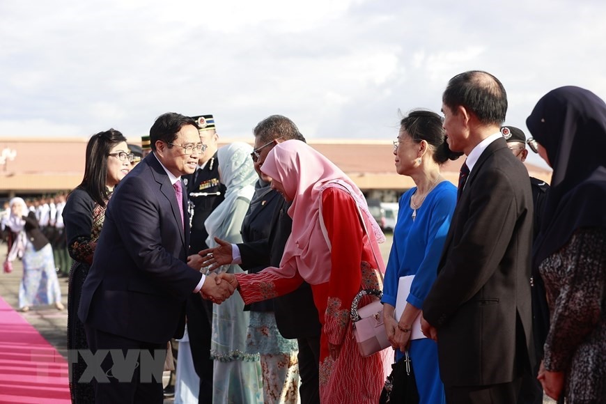Thủ tướng Phạm Minh Chính và Phu nhân cùng đoàn đại biểu cấp cao Việt Nam thăm chính thức Brunei Darussalam từ ngày 10 đến 11.2. Ảnh: TTXVN