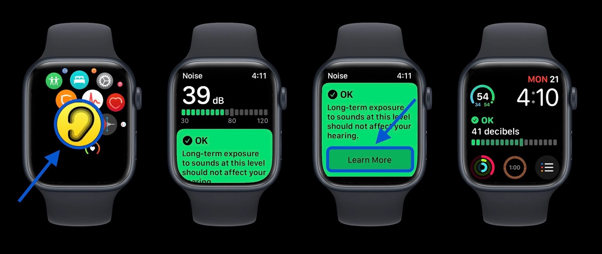 Cách sử dụng tính năng này với ứng dụng “Tiếng ồn” trên Apple Watch. Ảnh: 9to5mac