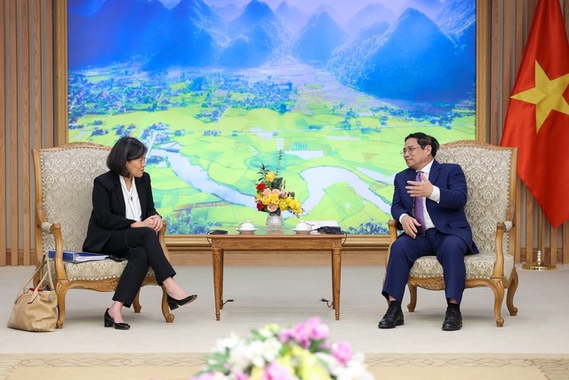 Thủ tướng Phạm Minh Chính tiếp Đại diện Thương mại Katherine Tai. Ảnh: VGP