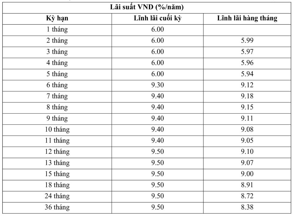 Biểu lãi suất online VietA Bank.