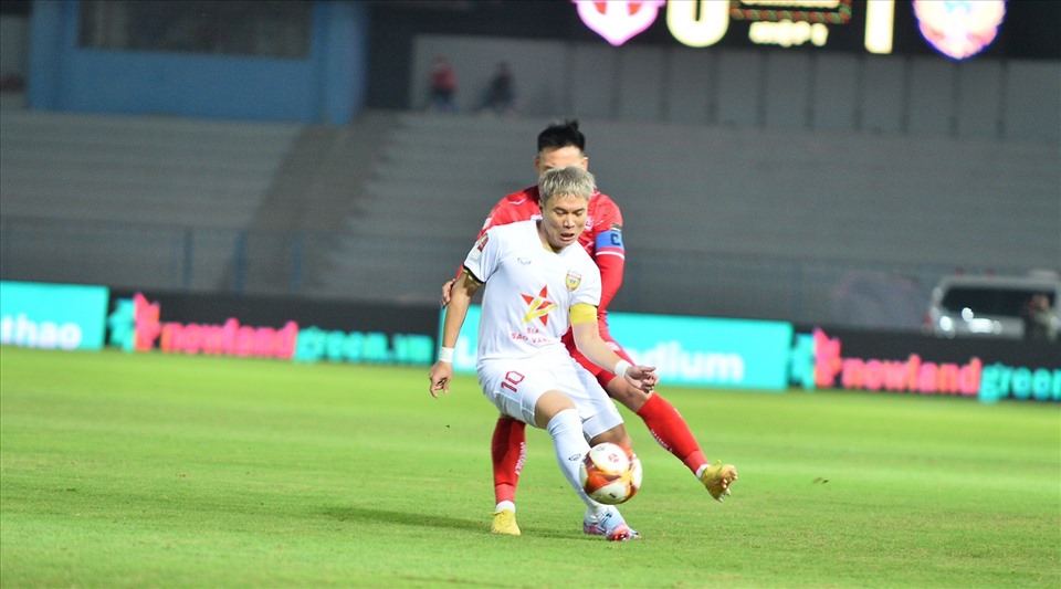 Hồng Lĩnh Hà Tĩnh gây bất ngờ trước Hải Phòng ở vòng 4 V.League 2023. Ảnh: VPF