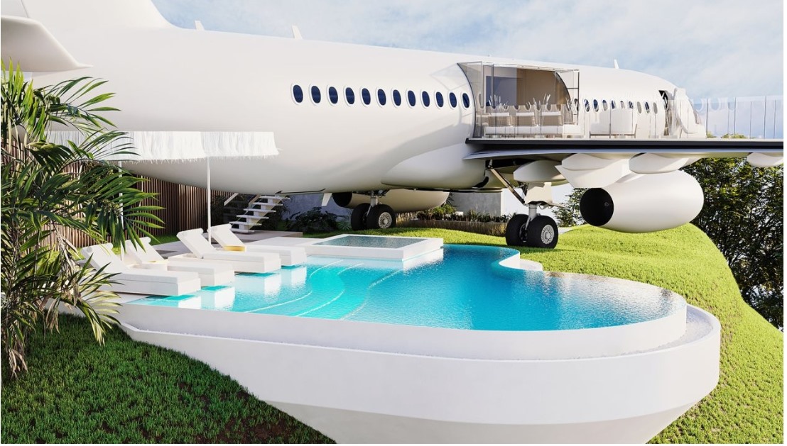Một bản thiết kế của chiếc máy bay đã ngừng hoạt động biến thành biệt thự riêng. Ảnh: Felix Demin