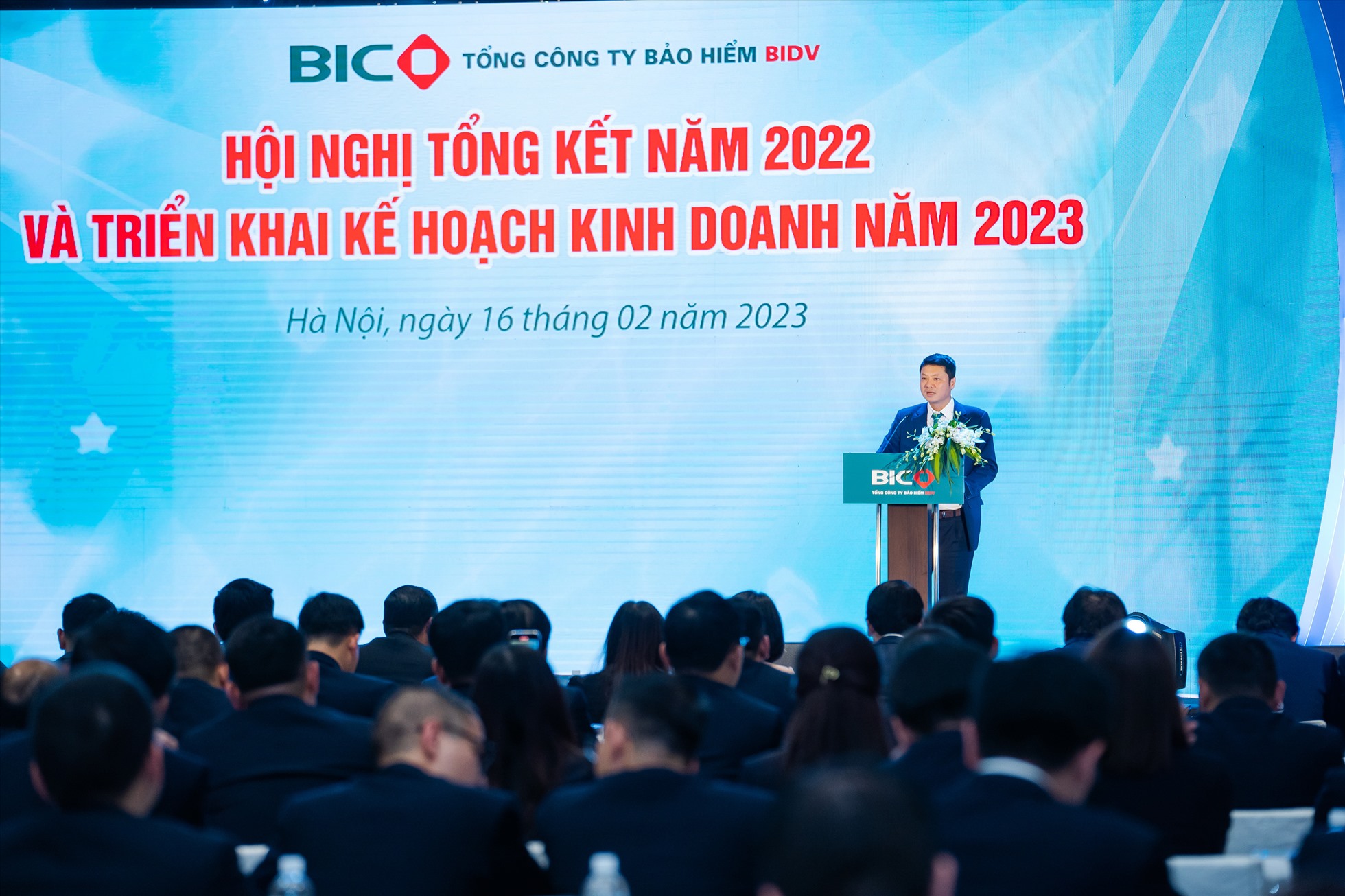Ông Lê Ngọc Lâm - Ủy viên HĐQT, Tổng Giám đốc BIDV đánh giá cao những kết quả ấn tượng mà BIC đã đạt được trong năm 2022. Ảnh: BIC