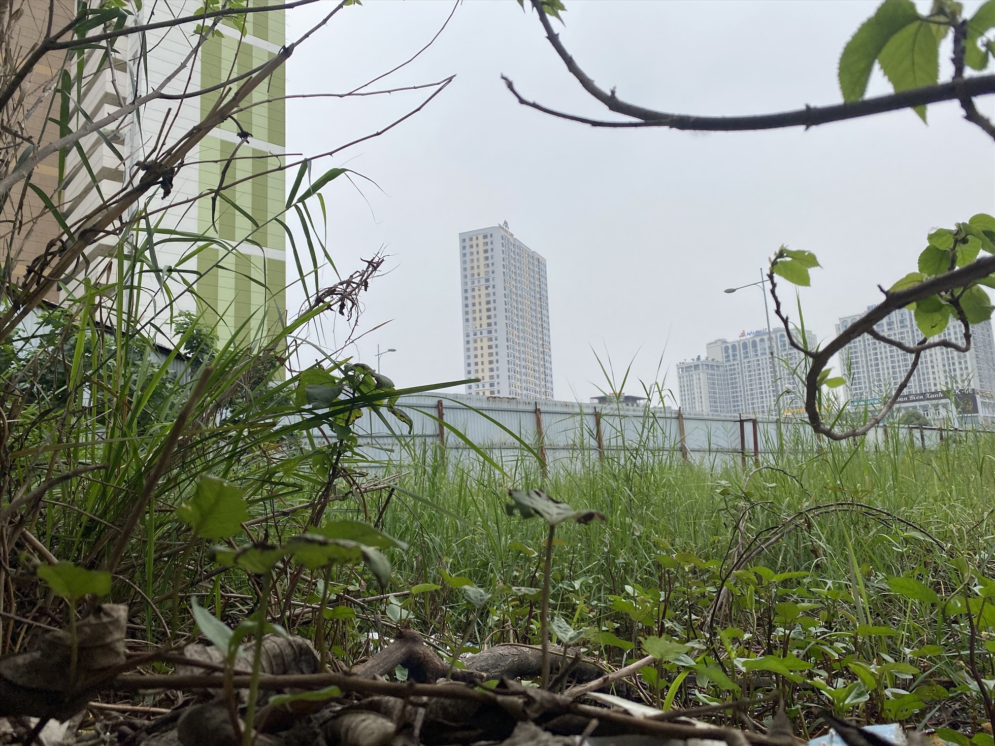 4 ô đất còn lại của dự án Booyoung Vina vẫn đang quây tôn, bỏ hoang. Ảnh: Vĩnh Hoàng