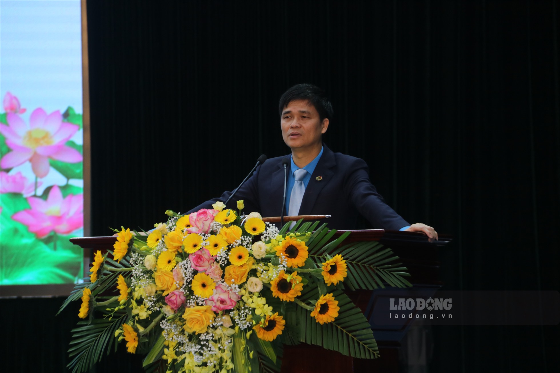 Ông Ngọ Duy Hiểu - Phó Chủ tịch Tổng LĐLĐ Việt Nam phát biểu tại Lễ kỷ niệm. Ảnh: Khánh Linh