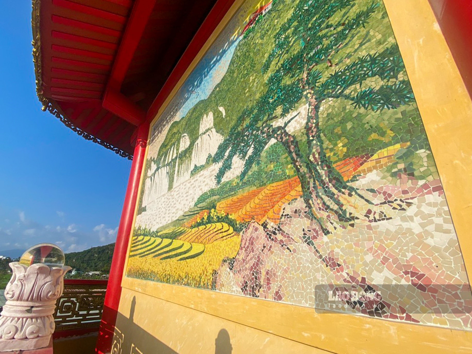 Hình ảnh thác Bản Giốc tại Cao Bằng trong 1 bức tranh.