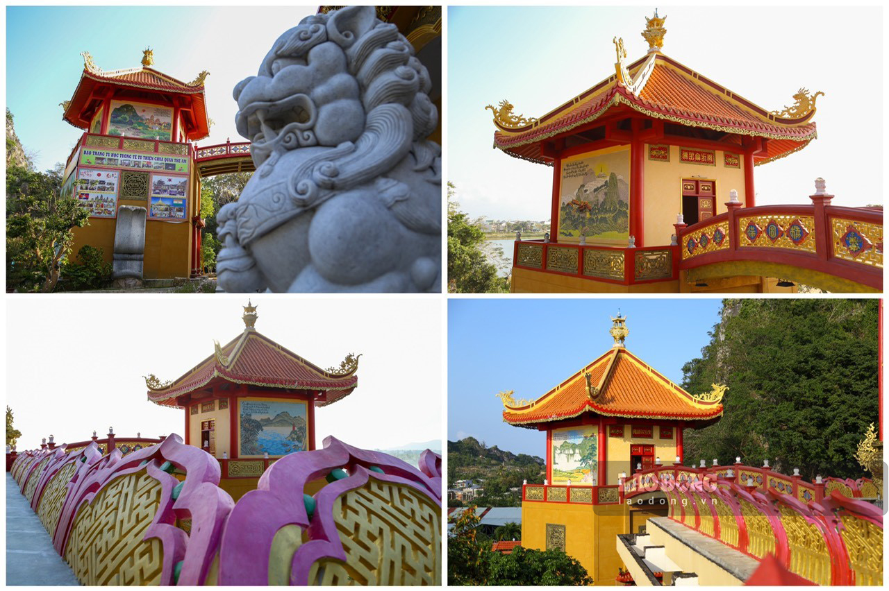 16 bức tranh sứ được đính trên các mặt 4 ngôi tháp của chùa gồm:Tháp Phước Huệ, tháp Thái Hòa, tháp Thành Tựu và tháp Viên Mãn.