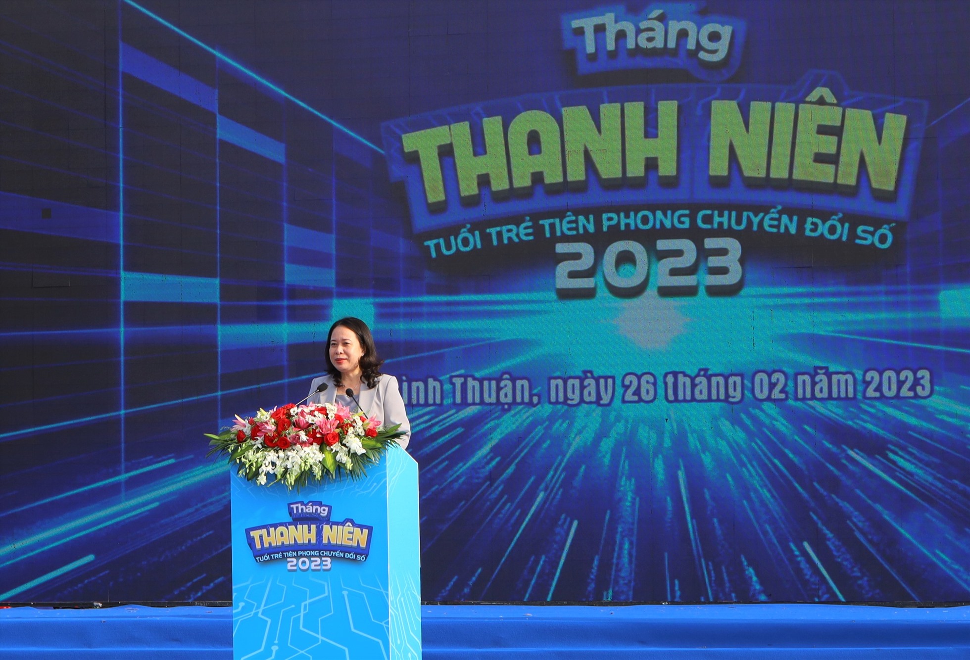Quyền Chủ tịch nước Võ Thị Ánh Xuân phát biểu tại buổi lễ. Ảnh: Duy Tuấn