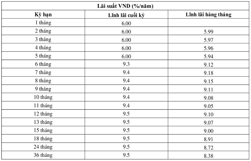 Ảnh chụp màn hình biểu lãi suất online của VietABank ngày 26.2.2023.