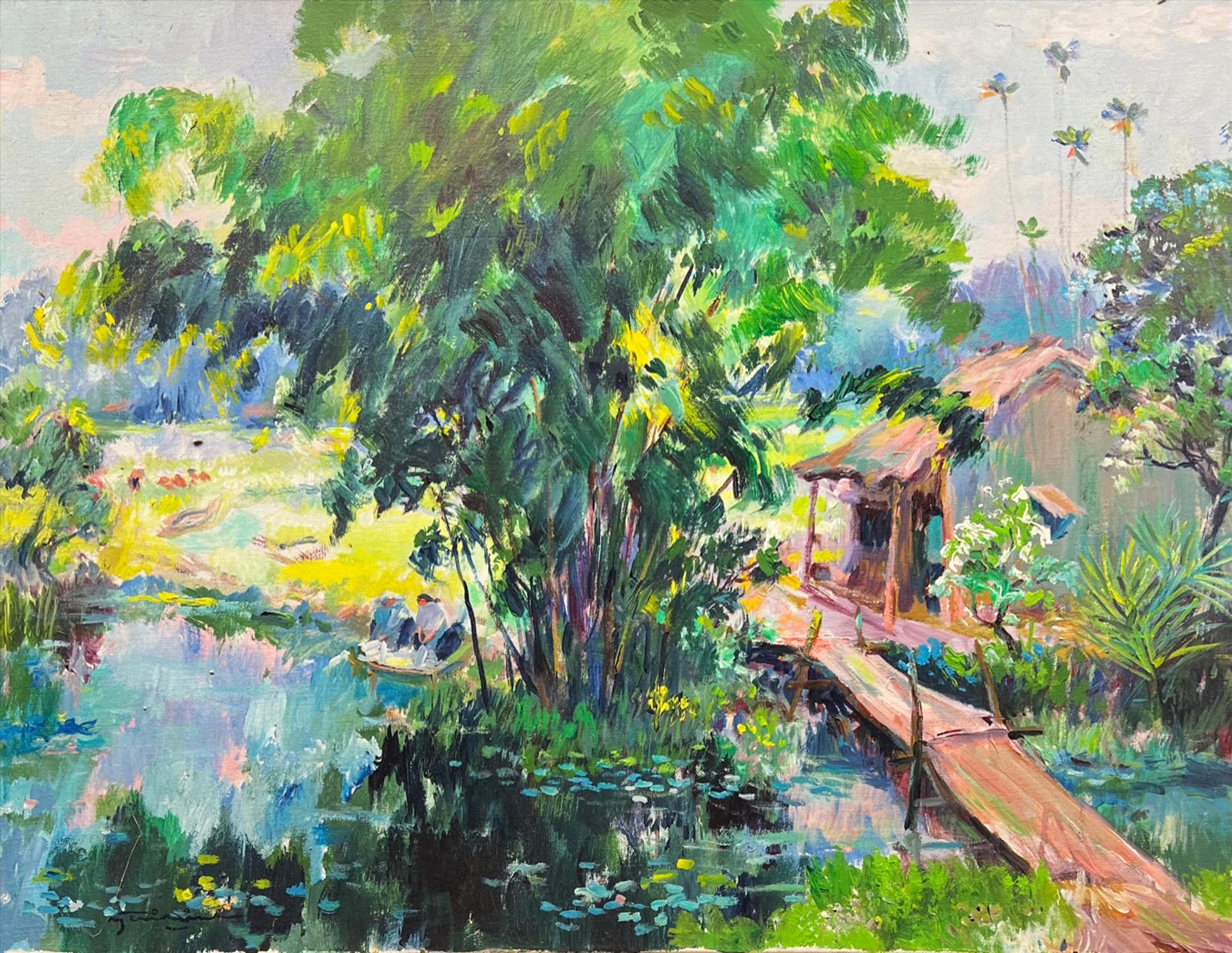 Năm 1962, ông tham gia Đệ nhất triển lãm hội họa - điêu khắc Sài Gòn, ngoài nghệ sĩ trong nước, còn có nghệ sĩ từ 20 nước đến tham dự, giống như một hội chợ nghệ thuật. Tháng 9.1963, ông nhận được học bổng lưu trú sáng tác tại Hoa Kỳ trong 2 tháng, được viếng thăm nhiều bảo tàng, trung tâm trưng bày nghệ thuật tại Washington, Pittsburgh, Boston, Chicago, New York, Los Angeles, San Francisco…