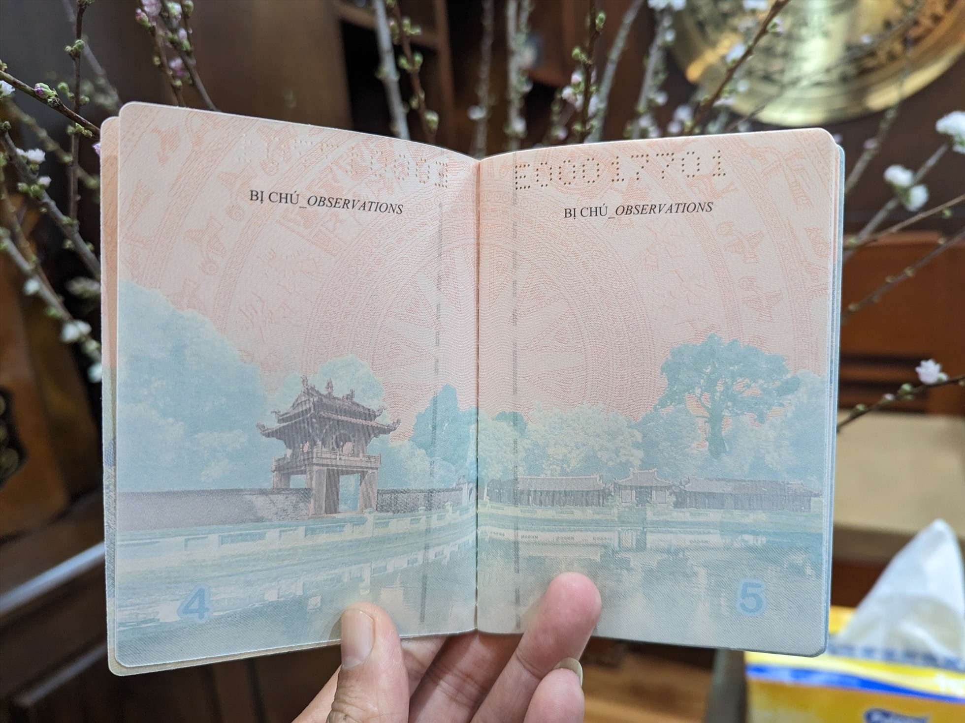 Các địa danh nổi tiếng của Việt Nam được in tinh xảo ở trang trong của hộ chiếu gắn chip. Ảnh: Quang Việt
