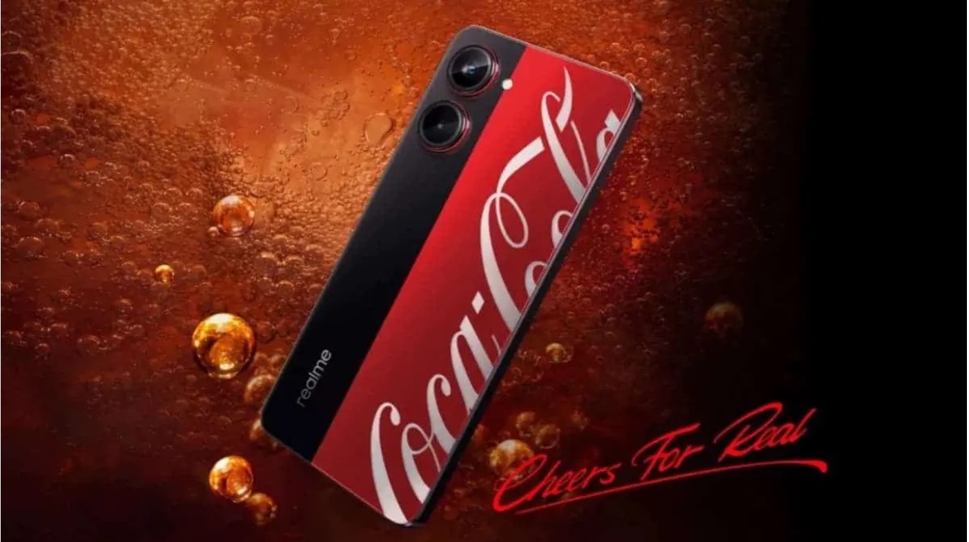 Chiếc điện thoại thông minh sẽ có hai màu đen đỏ đặc trưng của Coca-Cola. Ảnh: Realme