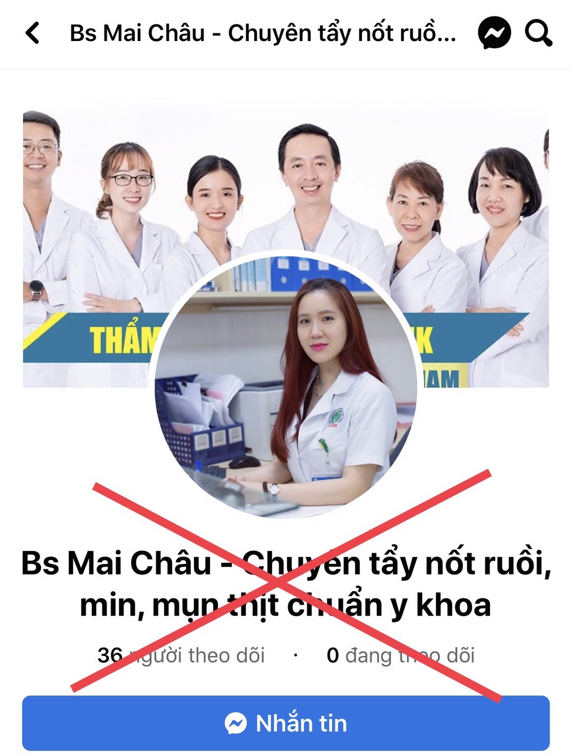 Hình ảnh của bác sĩ Nhung được mang ra làm hình đại diện dưới tên bác sĩ Mai Châu. Ảnh: Hương Giang