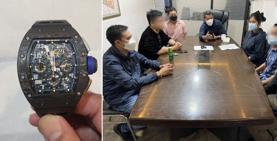 Cảnh sát trao trả đồng hồ đắt tiền cho du khách. Ảnh: Thaiger