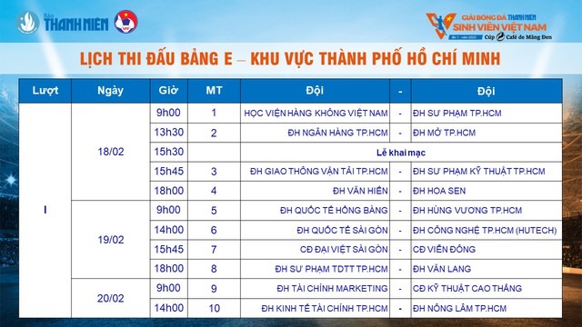 Lịch thi đấu các trận vòng loại của Giải bóng đá thanh niên sinh viên Việt Nam lần 1 năm 2023 tại TPHCM. Ảnh: Tuyến Trần