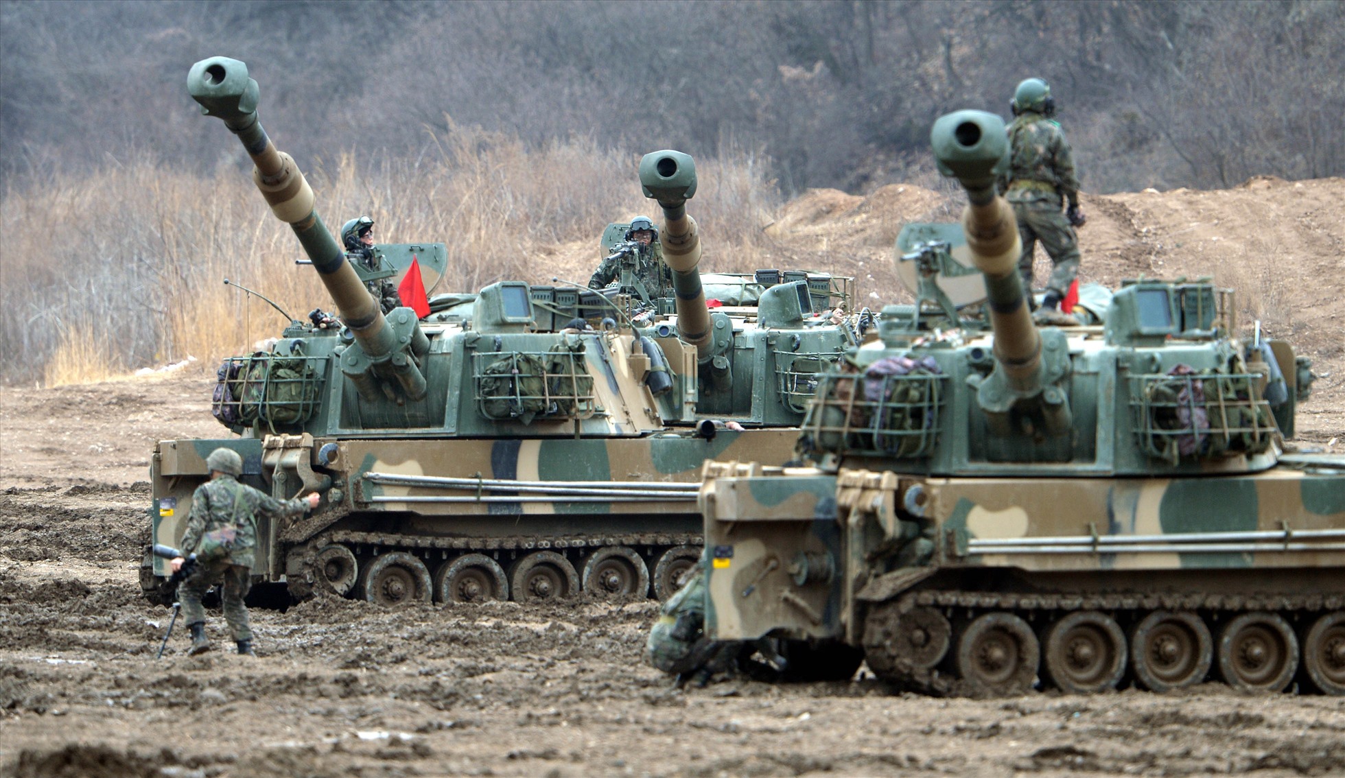Pháo tự hành K9 Thunder trong cuộc tập trận chung giữa Mỹ và Hàn Quốc năm 2016. Ảnh: Xinhua
