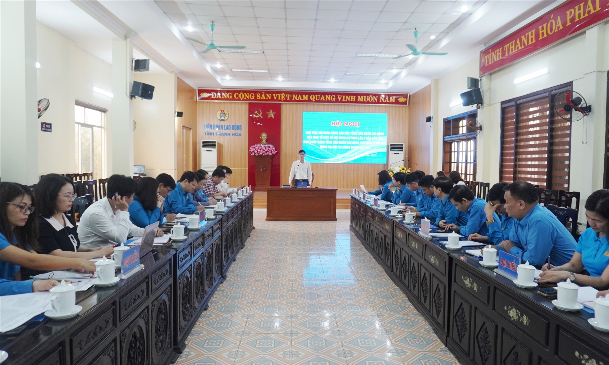 Hội nghị được tổ chức tại trụ sở LĐLĐ tỉnh Thanh Hóa. Ảnh: Quách Du