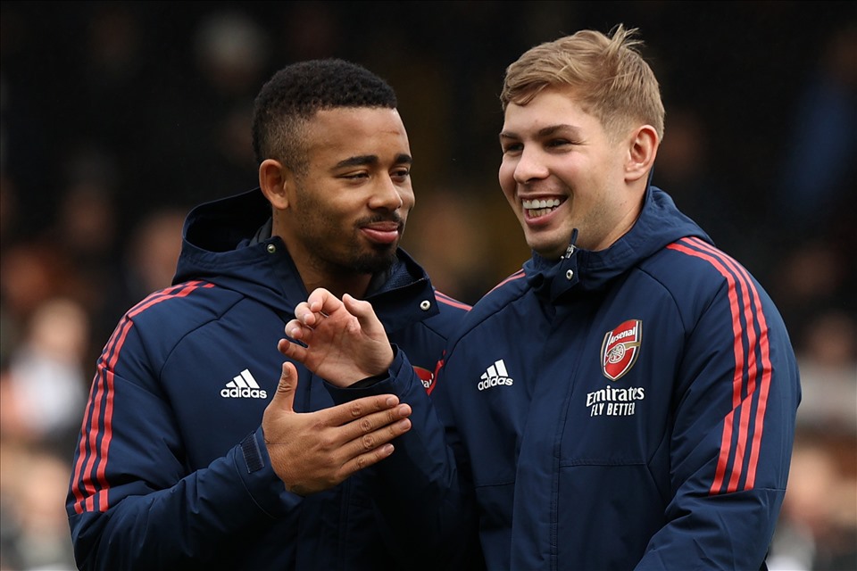 Gabriel Jesus và Emile Smith-Rowe là hai cầu thủ bị chấn thương và vắng mặt khá lâu trong đội hình Arsenal. Ảnh: AFP