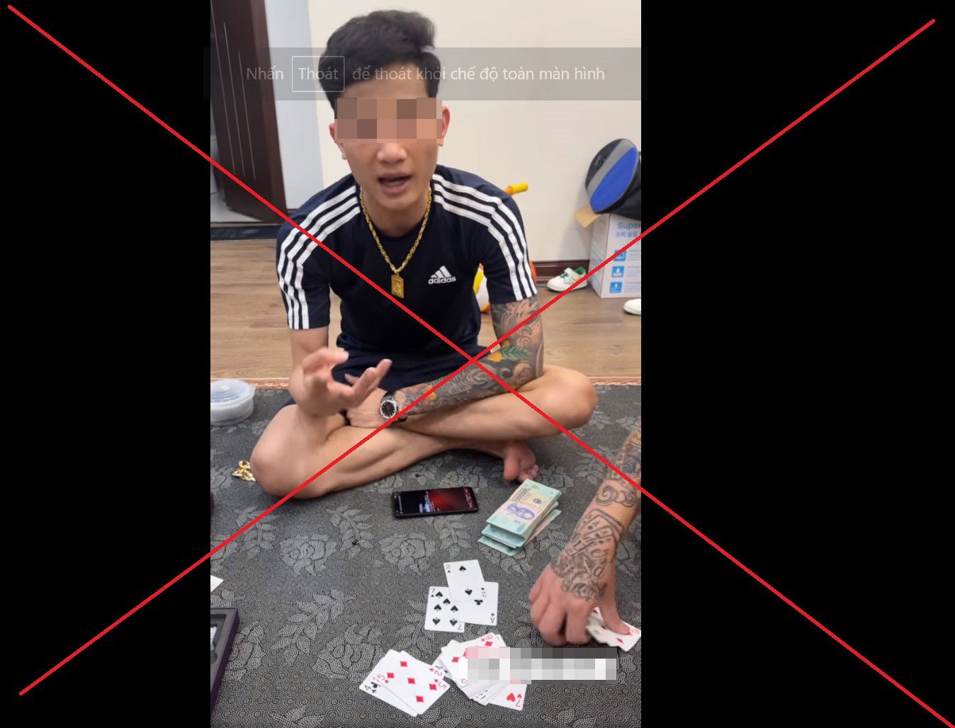 Chủ Fanpage “Đồ bịp anh dương” phát video công khai quá trình đánh bạc. Ảnh chụp màn hình