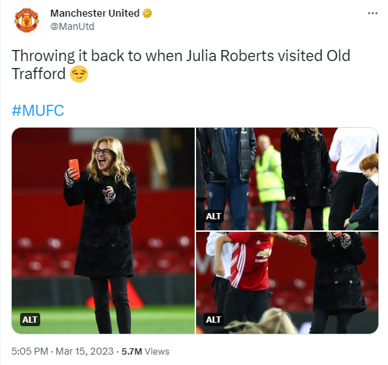 Man United đăng lại tấm hình Roberts đến thăm Old Trafford để chọc tức Pep Guardiola. Ảnh: Chụp màn hình.