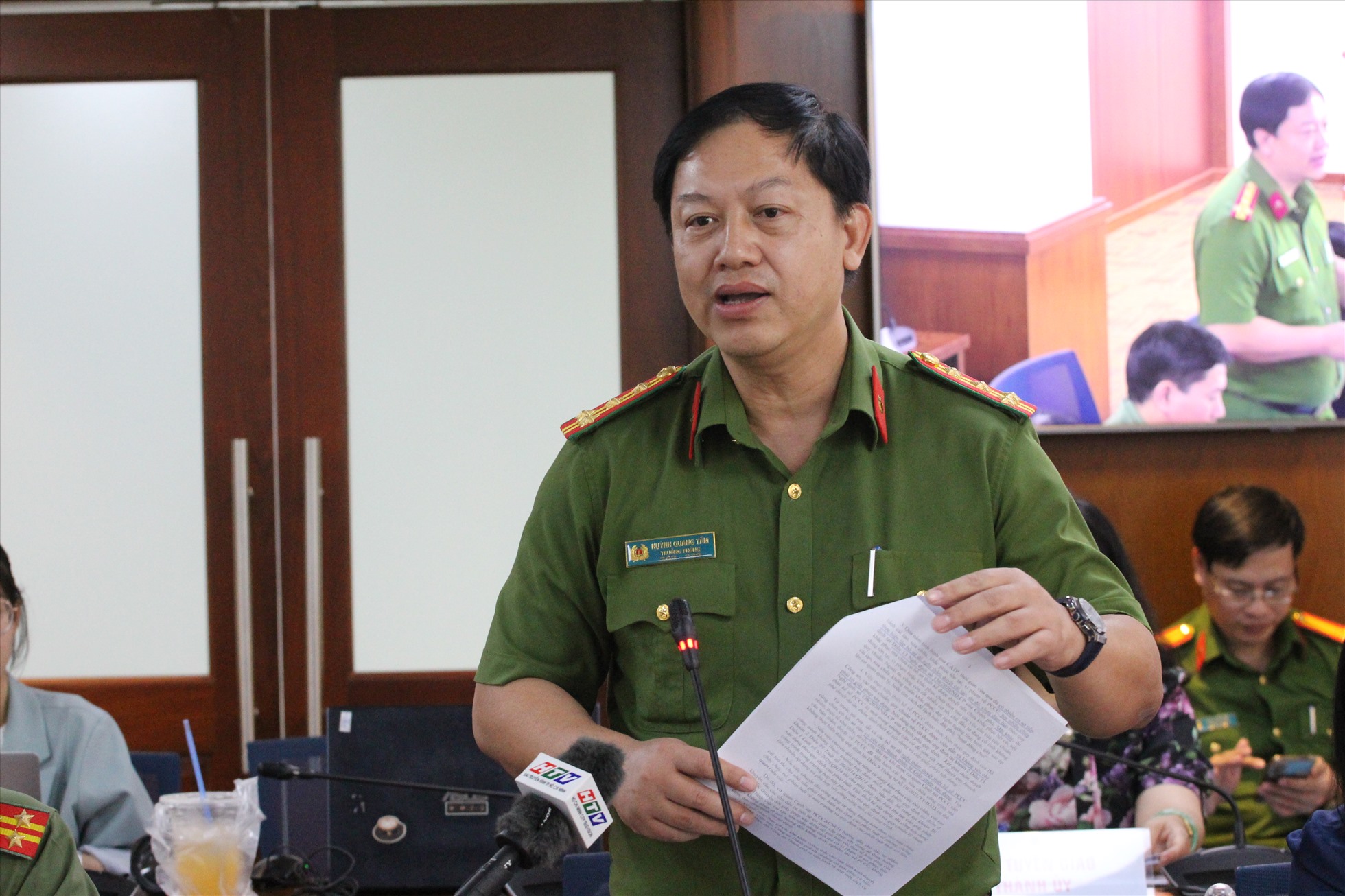 Đại tá Huỳnh Quang Tâm - Trưởng Phòng PC07 Công an TPHCM.  Ảnh: Thành Nhân